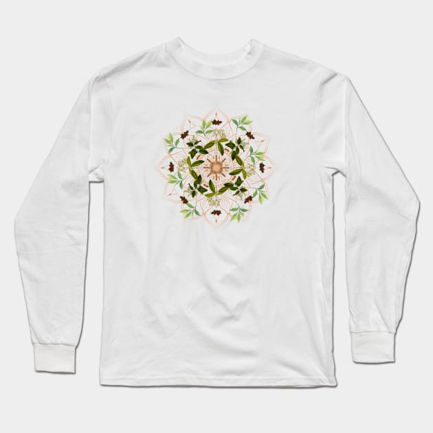 Cinnamon Mandala, herbal talisman Long Sleeve T-Shirt by ariverde